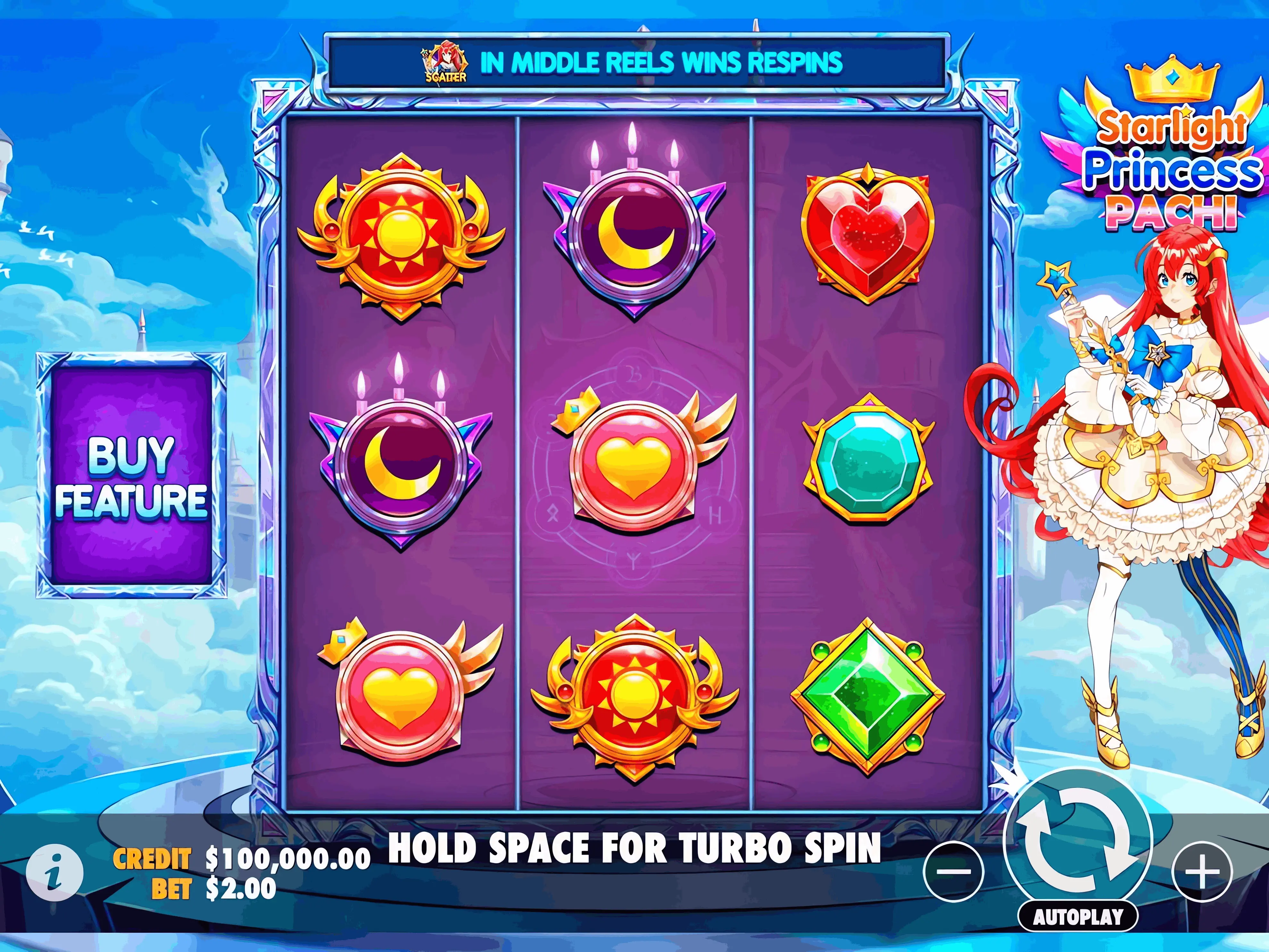 Zrzut ekranu interfejsu gry Starlight Princess Pachi